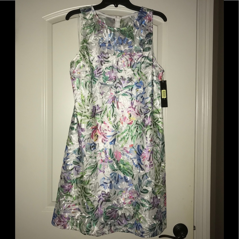 Tahari ASL Soutache Sleeveless Shift Dress